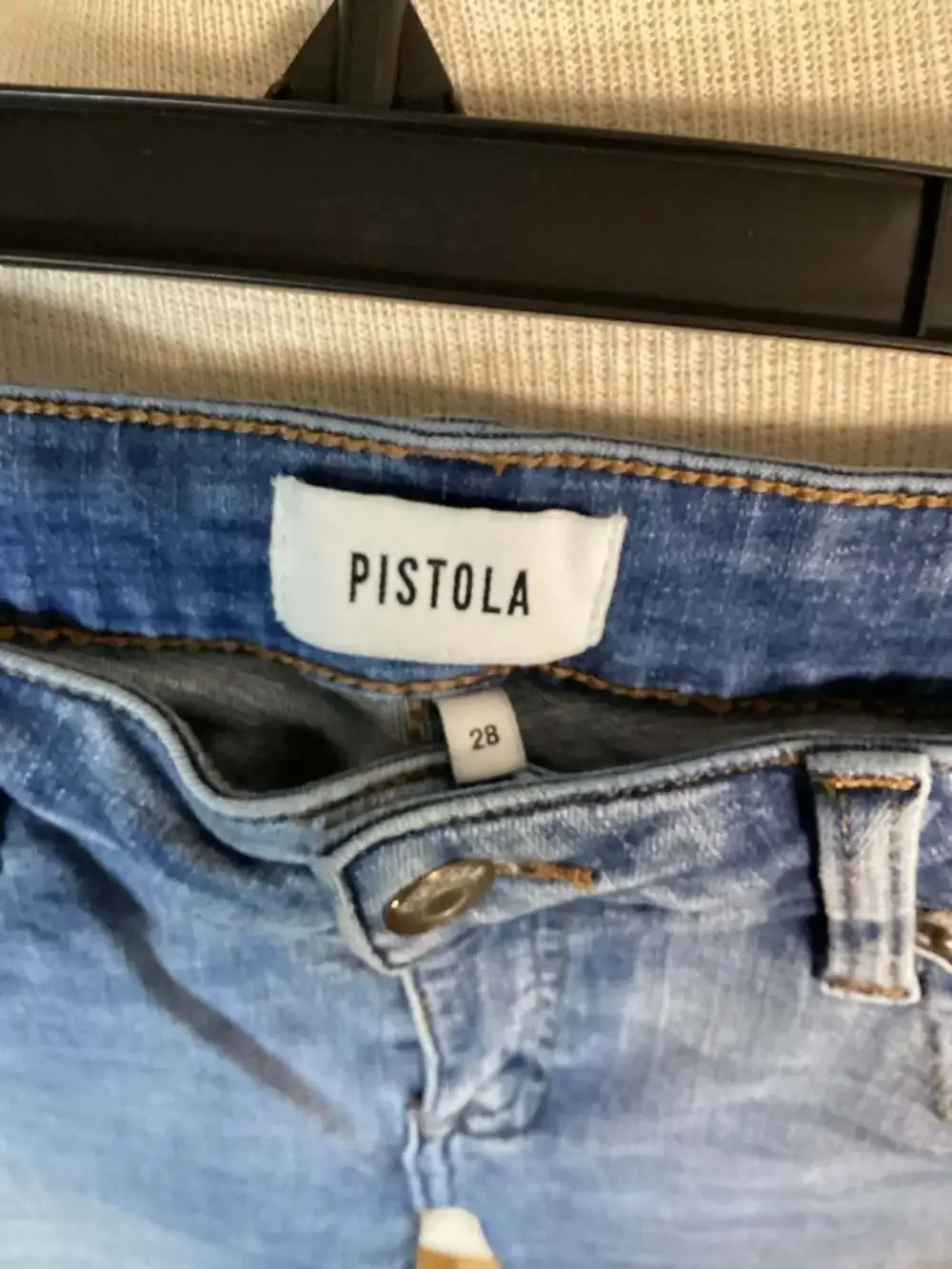 Pistola Women's Blue Denim Raw Hem Skinny Jeans Size 28